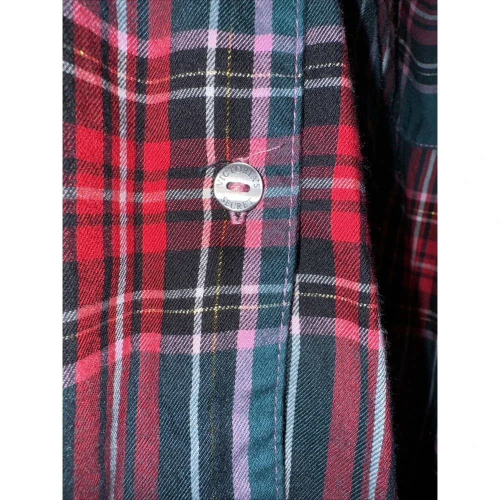 Victoria's  Secret Flannel Pajama 2 Pc Tartan Holiday Plaid Gold Cozy Warm Sz L